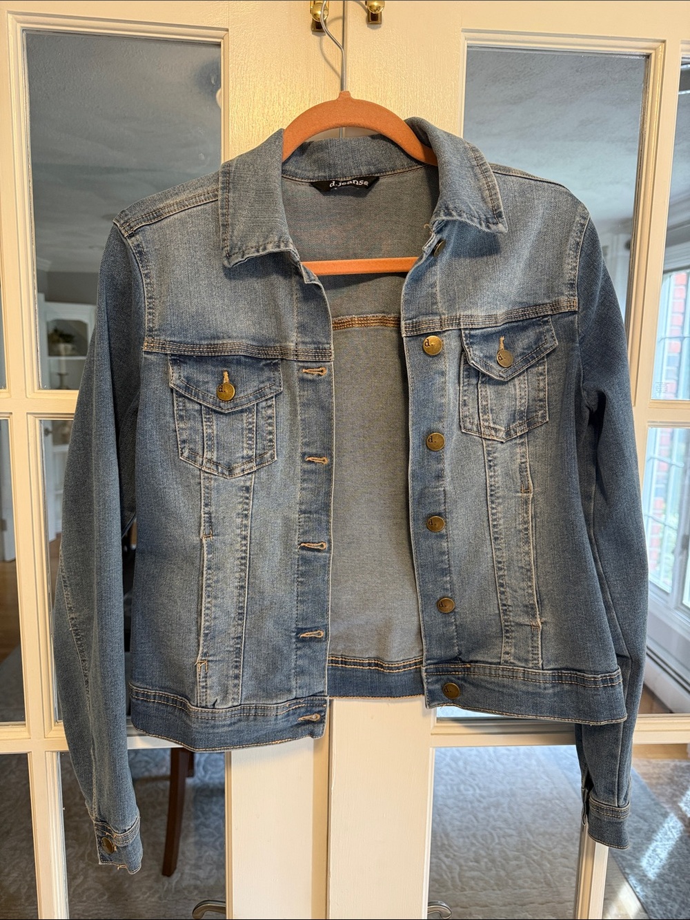 d. jeans Light Blue Denim Jacket with Button Front